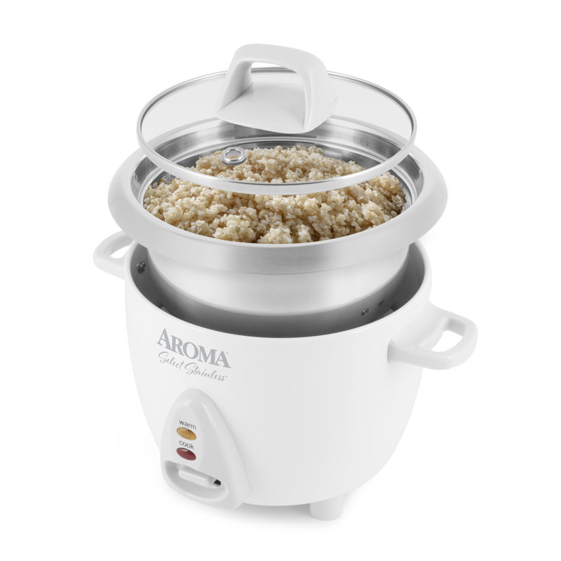 Aroma AROMA® Select Stainless® Pot Style Rice Cooker, 3-Cup (Uncooked) / 6- Cup (Cooked), Stainless Steel Inner Pot & Reviews | Wayfair